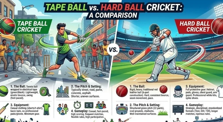 Tape Ball vs Hard Ball Cricket: Complete Comparison Guide for Every Cricket Fan 2026